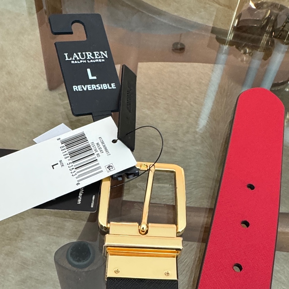 Ralph Lauren Reversible Black and Red Belt with Gold Buckle - Picture 10 of 14
